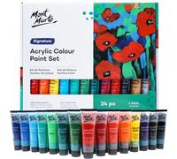 Mont Marte Pintura Acrílica Premium - 24 piezas x 36ml - Ideal para Pintura Acrílica - Colores Brillantes y Luminosos con gran opacidad