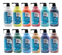 Mont Marte Signature Juego de pintura acrílica, 12 x 1 L, acabado semimate, 12 colores, apta para lienzo, madera, tela, cuero, cartón, papel, tablero DM y manualidades