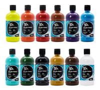 Mont Marte Signature Juego de pintura acrílica de colores, 1 x 500 ml, acabado semimate, 12 colores, apta para lienzo, madera, cuero, cartón, papel, tablero DM y manualidades