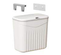 Montado en la pared: bandeja de basura sin olor con tapa, montaje en pared modular flotante, adhesivo sin taladrar para oficinas, despensa, dormitorio, baño, RV, eficiente, prevención de derrames y
