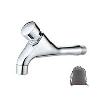 Montado en la pared de un agujero automático de cierre automático de agua grifo frío de cobre grifo de demora de la prensa de lavabo público Ktchen baño jardín patio grifos de fregadero, cromo pulido