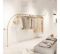 Montado En La Pared Perchero De Pie, Perchero Industrial Moderno Montado En La Pared para Tienda De Ropa, Estante De Exhibición De Tienda De Ropa De Boutique Creativa, Dorado
