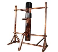 Montado Wing Chun Muñeco Madera de Perforación Wing Chun Mook YAN Jong de Madera Objetivo de Entrenamiento Hombre con Base de trípode Altura Ajustable 2 Almohadillas llamativas (Marrón)