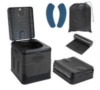 Montafox Camping portátil WC Plegable MAX 150 kg WC Orinal Plegable de Viaje 12 Bolsas de Aseo Estable para Camping al Aire Libre, Color:Gris/Negro