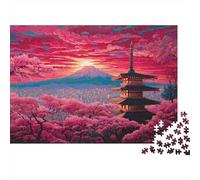 Montagne au Coucher du Soleil Cadeau Unique Décoration Intérieure Temple japonais Style Jeu Éducatif Challenge Toy Adultes & Enfants Des 14 ANS 70x50cm/1000pcs