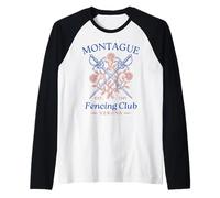 Montague Fencing Club Romeo and Juliet Funny Book Lover Camiseta Manga Raglan