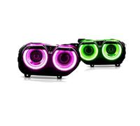 Montaje de faros Compatible Con Dodge Para Challenger 2015-2021 Accesorios Modificados RGB APP Cambio De Colores Conjunto De Luces Delanteras Faros De Coche