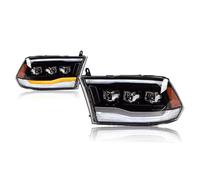 Montaje de faros Compatible Con Dodge Para Ram 1500 2009-2019 Luces Del Coche Faros DRL Luz Diurna Intermitente 1 Juego Conjunto De Faros