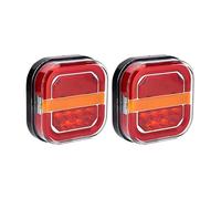 Montaje De Luces Traseras Guía luces para coche: luz trasera LED cuadrada para remolque, luz matrícula, luz trasera y freno 3 en 1 tres colores Trasero Pilotos(B 2 pieces)