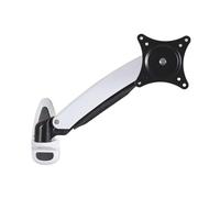 Montaje en una mesa con un brazo de monitor, soporte de pared con brazo de resorte mecánico, largo, para monitores de 12 a 27 pulgadas, soporta entre 3,5 y 7,5 kg, color blanco, 2 brazos (blanco, un