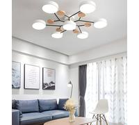 Montaje Semi Flush Moderna Techo led nórdico acrílico Circular 4 Cabezas lámpara Sputnik con Madera decoración de la luz Colgante