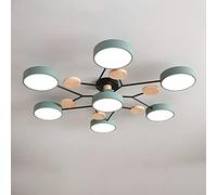 Montaje Semi Flush Moderna Techo led nórdico acrílico Circular 4 Cabezas lámpara Sputnik con Madera decoración de la luz Colgante