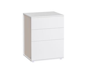 Montaje Ultrarrápido sin Herramientas Toolless Mesita de Noche Blanco Mate y Beige Capuchino