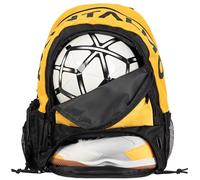 MONTALMO Mochila de Fútbol Baloncesto Voley Balonmano con Zapatillero y Compartimiento de Balón Mochila Deporte para Hombre, Mujer, Niño, Niña (Amarillo/Negro)
