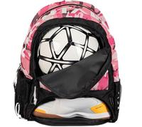 MONTALMO Mochila de Fútbol Baloncesto Voley Balonmano con Zapatillero y Compartimiento de Balón Mochila Deporte para Hombre, Mujer, Niño, Niña (Rosa Camuflaje)