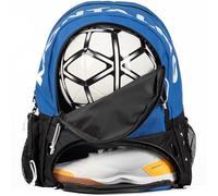 MONTALMO Mochila de Fútbol Baloncesto Voley Balonmano con Zapatillero y Compartimiento de Balón Mochila Deporte para Hombre, Mujer, Niño, Niña (Azul/Negro)