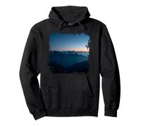 Montaña Alpina Silueta Amanecer Capas Picos Horizonte Sudadera con Capucha