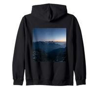 Montaña Alpina Silueta Amanecer Capas Picos Horizonte Sudadera con Capucha