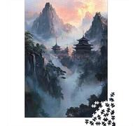Montaña Amanecer Arquitectura Antigua Puzzle de 1000 Piezas Papel Puzzle para Adultos Relajación Decoración Regalo 52x38cm/1000pcs