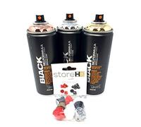 Montana Black - Juego de botes de spray (3 x 400 ml, color dorado y plateado y cromo