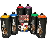 Montana Black Rainbow - Juego de 6 botes de spray de colores arcoíris + cabezales de repuesto (6 x 400 ml)