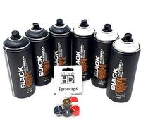 Montana Black & White Spray Set 3 x Negro + 3 x Blanco + 10 cabezales de pulverización de repuesto - 6 x 400 ml