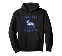 Montaña Bosque Lobo Silueta Pacífico Noroeste Sudadera con Capucha