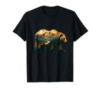 Montaña, Bosque, Paisaje, Dentro, Salvaje, Oso, Silueta Camiseta