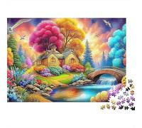 Montaña Campo 1000 Piece Recycled Cardboard Arte de árbol Colorido Jigsaw Puzzle Set Fun Home Activity Challenge Great Gift for Housewarming Puzzle Lovers 38x26cm/1000pcs