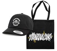 Montana Cans Cotton Bag & Flexfit Dad Cap - Aspecto limpio como pieza urbana - Bolsa de tela, bolsa negra, diseño de VISIO BOB & Baker