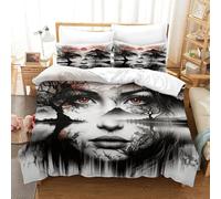 montaña Cara Funda para Edredón Impreso En 3D con Cremallera Oculta Árbol Seco Ropa De Cama De Microfibra Suave Ideal para Niños Y Adultos Single（140x200cm）