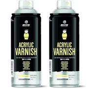 Montana Colors Barniz Acrílico, Spray 400ml, Transparente Satinado, 400 ml (Paquete de 2), El embalaje puede variar