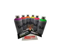 Montana Colors MTN 94 - Juego de botes de spray (6 x 400 ml, 3 boquillas de repuesto de diferentes tamaños)