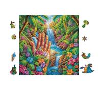 Montaña con Cascada Valle Rompecabezas 100 Piezas Cartón para Expertos Mejora Atención Diversión Grupal Decoración Artística Regalo Navideño Original 28x28cm