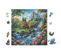 Montaña con Cascada Valle Rompecabezas 100 Piezas Cartón para Mayores Terapia Ocupacional Regalo Corporativo Garantía Satisfacción Regalo Reyes Magos 28x28cm