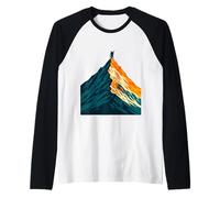 Montaña Cumbre Escalada Aventura Silueta Camiseta Manga Raglan