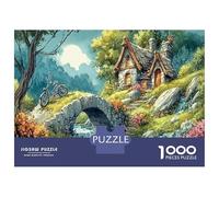Montaña de Primavera Puzzle Imposible,Cabaña de Cuentos de Hadas 1000 Piezas Obra De Arte De Juego De para Adultos Y Niños Mayores De 12 Años 52x38cm/1000pcs