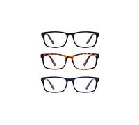 Montana Eyewear paquete formado por 3 gafas de lectura - azul, havana, negro para hombres y mujeres (Negro Havana Azul, 2.00)