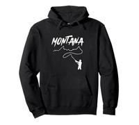 Montana Fly Fishing Montaña Silueta Arte al Aire Libre Sudadera con Capucha