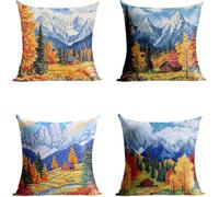 Montaña Funda Cojin 35x35 Cm Juego de 4, Impermeable Exterior Fundas de Cojines Sofa árbol con Cremallera Invisible, Cushion Covers para Terraza Banco Sofa Cama Decoracion Hogar Regalo Mujer GFBZ-7431