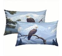Montaña Fundas Cojines 60x80 Lino Juego de 2, Lujosas Funda Cojin Eagle Súper Suaves y Cómodas, Funda de Almohada con Cremallera Oculta, Durable y Fácil Cuidado, para Sofá, Cama, Silla o Jardín S5-768