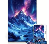 Montaña Nevada bajo la Aurora Boreal, Rompecabezas de 1000 Piezas para Adultos, Juguete para ejercitar la Mente, Suave, Relajante, para armar, un Regalo Encantador (50x75cm)