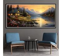 Montaña Nevada Diamond Painting Adultos, 5D Cuadrados Pintura Diamante Paisaje de Cuento de Hadas Square Drill Cuadro Diamantes Kit Completo 50x100cm, Decoración de la Pared del Hogar (SQ196)