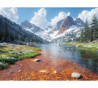 Montaña nevada Kit Pintura de Diamantes 5D Adultos Principiantes, Junto al río Diamond Art Kit Completo, Ideas de Regalos Originales para Mujeres Navidad Cumpleaños, Decoración Hogar 12x16 inch qo-852