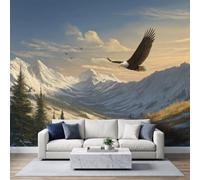 Montaña Nieve Águila Papel pintado fotográfico 400 x 280 cm Pared | Naturaleza Animales Salvajes Mural Pegatinas no tejidas para cocina dormitorio sala sala sala decoración fondo TV
