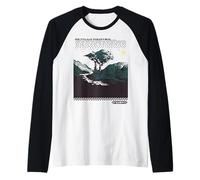 MONTAÑA NOSTÁLGICA, Arte Pixel LOFI, Paisaje DE Mapa DE bits Camiseta Manga Raglan