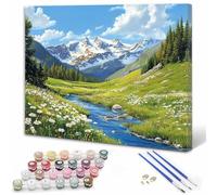 Montaña Pintar por Numeros Niños, Pintar por Numeros Adultos Paisaje Paint by Numbers Principiantes, Manualidades Niños 10 Años DIY Kit de Pintura al Óleo de Lienzo Decoracion 20x30cm Sin Marco Y3-105