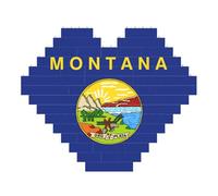 Montana State Flag Print Art Brick Puzzle en forma de corazón DIY Bloques de construcción Juego de rompecabezas 3D decoración del hogar 53 piezas