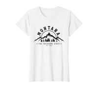 Montana The Treasure State EST. 1889 Regalo Vintage de montañas Camiseta gráfica económica, Mujer, Blanco, L