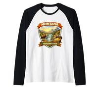 Montana The Treasure State Souvenir Memorabilia Viaje de visitante Camiseta Manga Raglan
